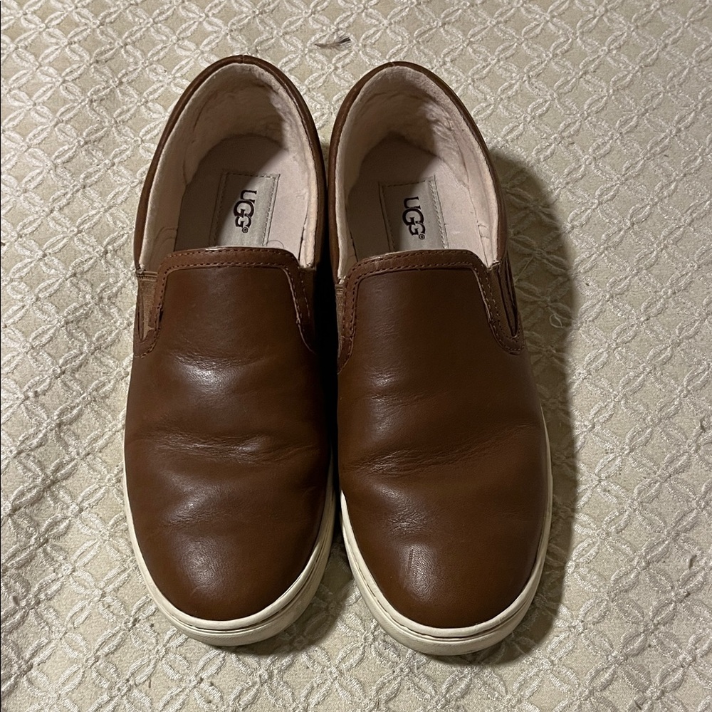 UGG Men's Tan Leather Slip-Ons